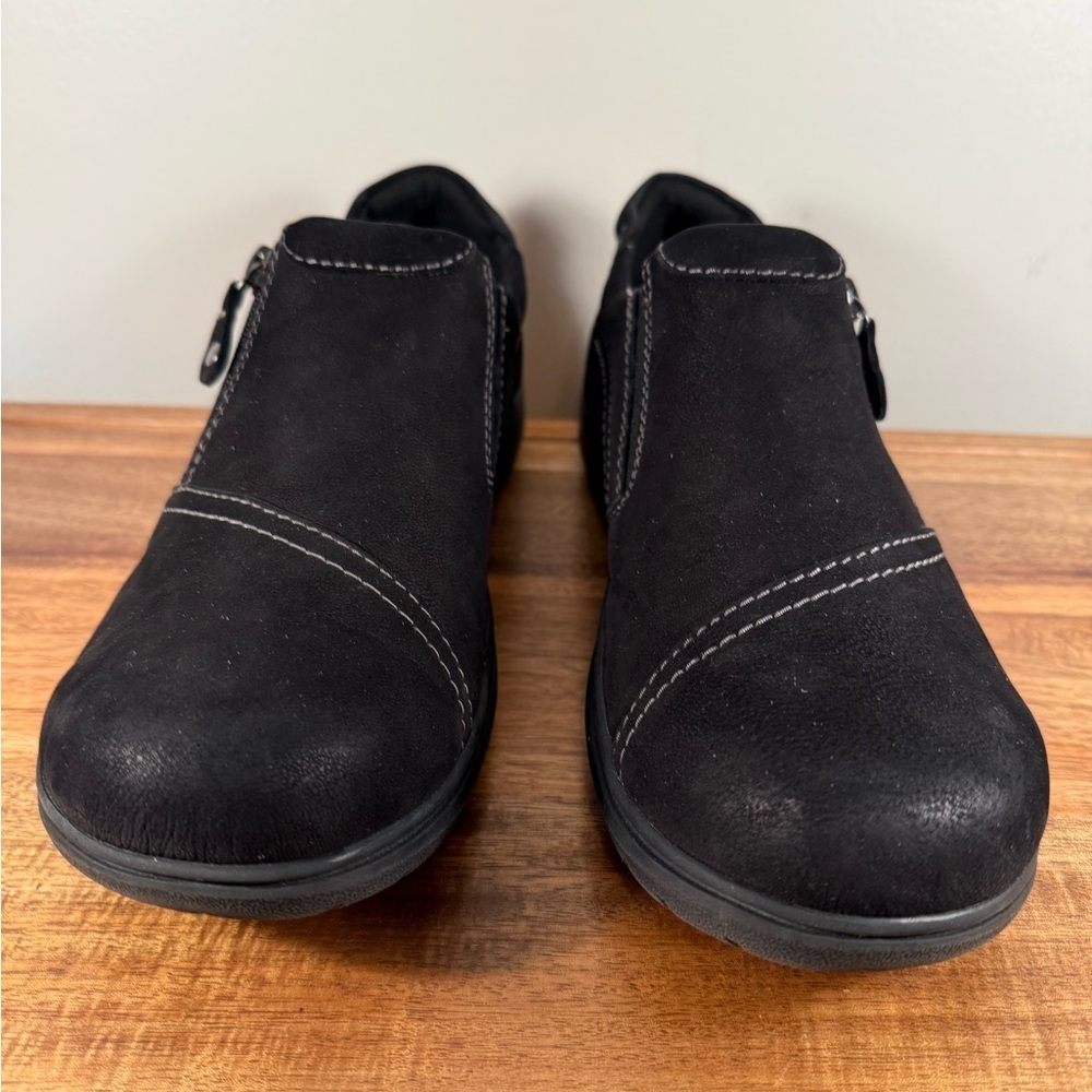 Clarks Black Leather Carleigh Ray Leather Slip-ons Size 7 - Picture 3 of 10